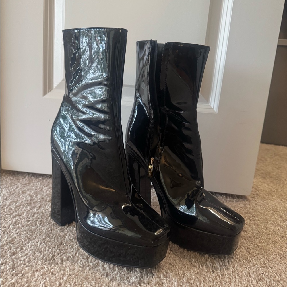 Black Pleather Boots, size 10
